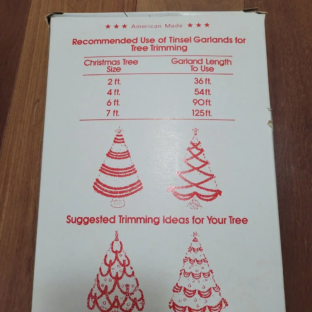 Golden Sleigh Silver Tinsel Garland Vintage Christmas Tree Mantle 15 Ft USA